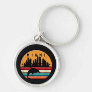 Vintage Miami 80s Dolphin Silhouette Souvenir Dolp Key Ring