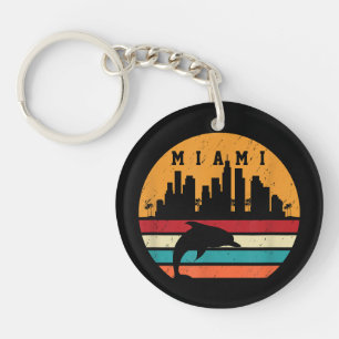 Vintage Miami 80s Dolphin Silhouette Souvenir Dolp Key Ring