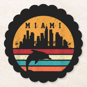 Vintage Miami 80s Dolphin Silhouette Souvenir Dolp Paper Coaster