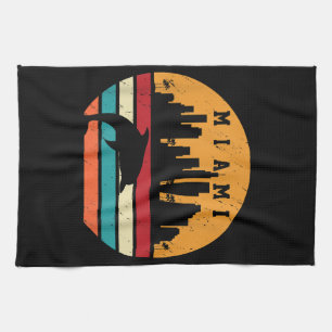 Vintage Miami 80s Dolphin Silhouette Souvenir Dolp Tea Towel