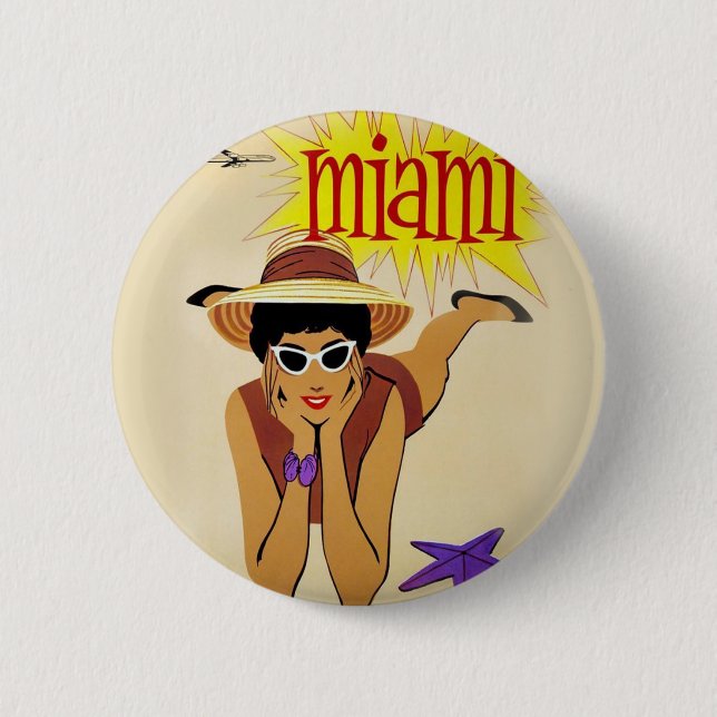 Vintage Miami Beach 6 Cm Round Badge (Front)