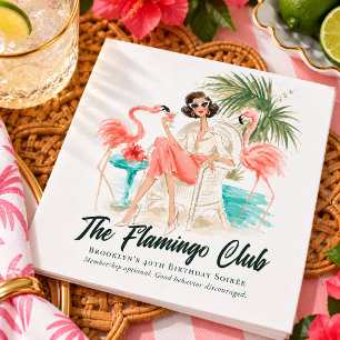 Vintage Miami Beach Flamingo Cocktail Party Napkin