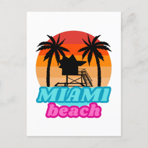 Vintage Miami beach Florida lifeguard tower Postcard
