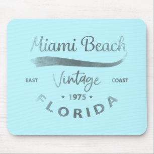 Vintage Miami-Beach-Florida Logo Grey Mouse Mat