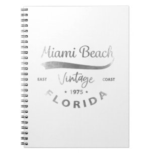 Vintage Miami-Beach-Florida Logo Grey Notebook