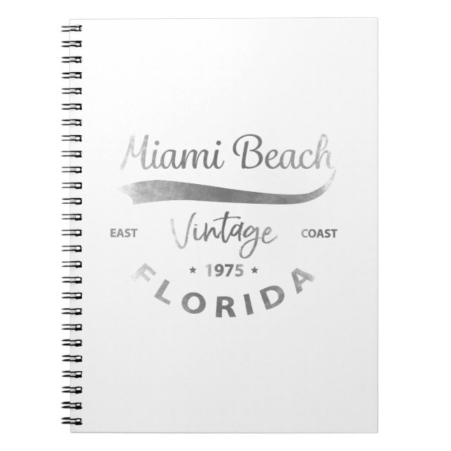 Vintage Miami-Beach-Florida Logo Grey Notebook (Front)