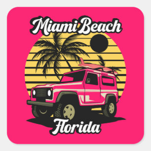 Vintage Miami Beach Florida Square Sticker