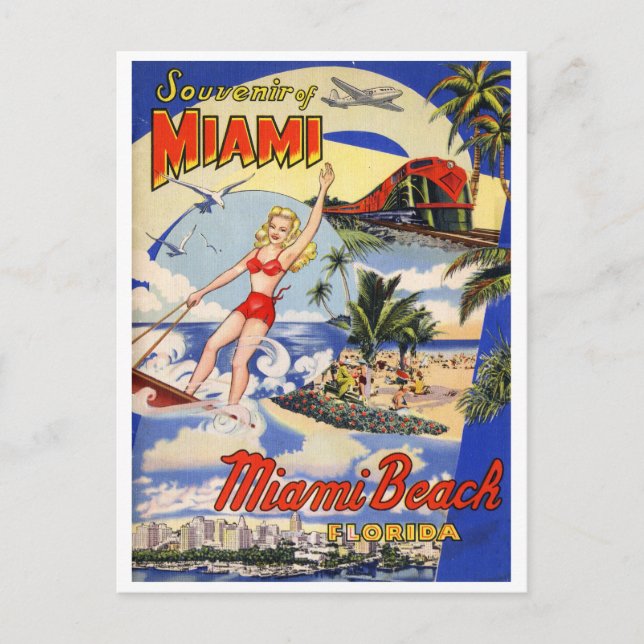 Vintage Miami Beach Florida Travel Postcard (Front)