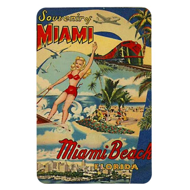 Vintage Miami Beach, Florida, USA - Magnet (Vertical)