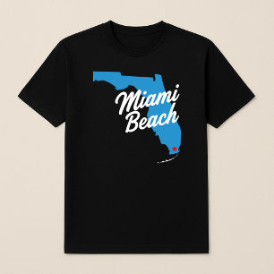 Vintage Miami Beach Map Florida Script Typography T-Shirt