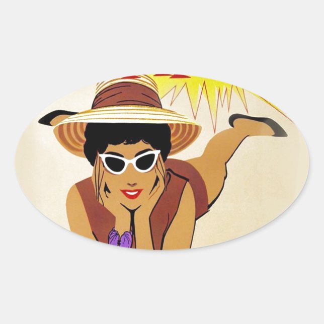 Vintage Miami Beach Oval Sticker (Front)