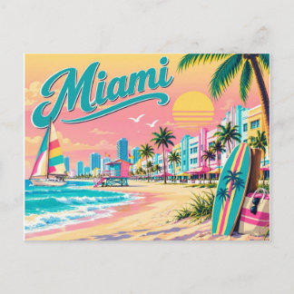Vintage Miami Beach Postcard .