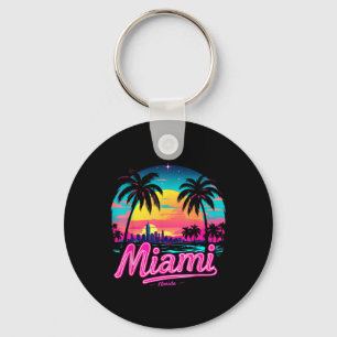 Vintage Miami Beach – Retro 305 Florida Sunset Gra Key Ring