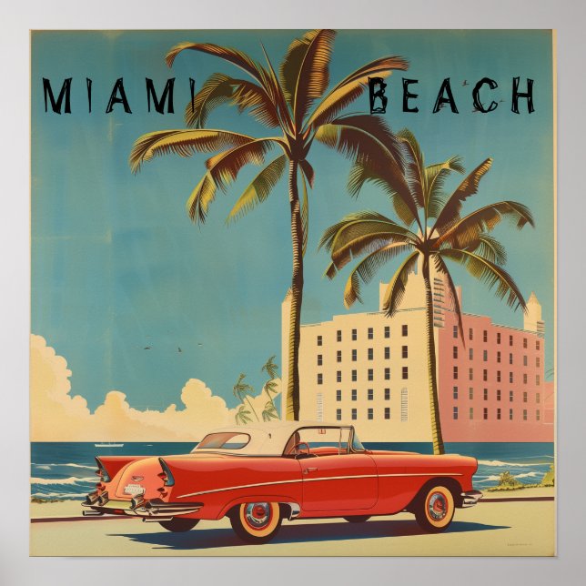 Vintage Miami Beach Travel Poster (Front)