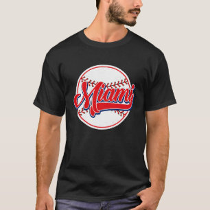 Vintage Miami Cityscape Baseball  For Men Women Ki T-Shirt