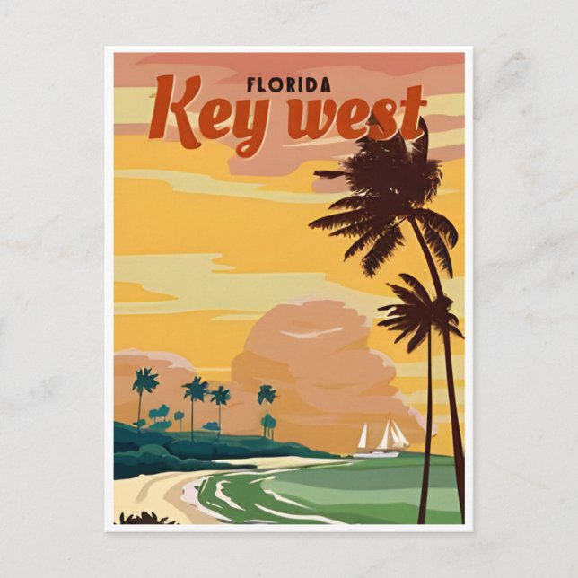Vintage Miami Florida america key west Postcard (Front)