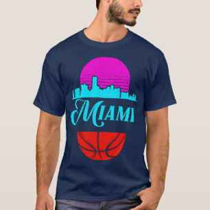 Vintage Miami Florida Cityscape Retro Basketball 1 T-Shirt