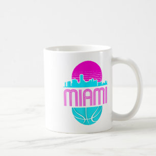 Vintage Miami Florida Cityscape Retro Basketball  Coffee Mug