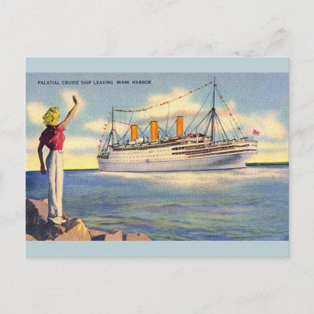 Vintage Miami Florida Cruise Ship Post Card (Front)