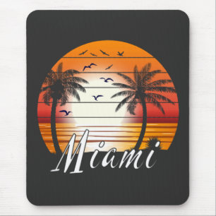 Vintage Miami Florida Palm Trees Summer Beach Mouse Mat