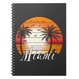 Vintage Miami Florida Palm Trees Summer Beach Notebook