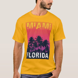 Vintage Miami Florida Palm Trees Sunset 90s Travel T-Shirt