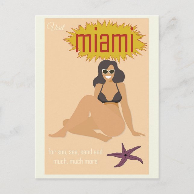Vintage Miami Florida Retro Travel Postcard (Front)