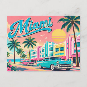 Vintage Miami Retro Postcard Vibe Florida Beach