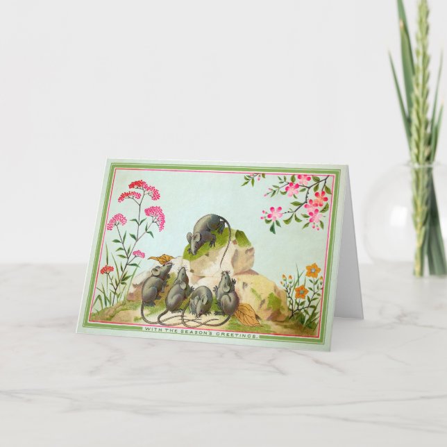 Vintage Mice Christmas Card (Front)