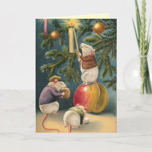Vintage Mice Christmas Card