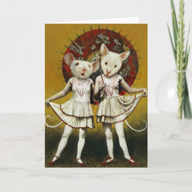 Vintage Mice Greeting Card (Front)