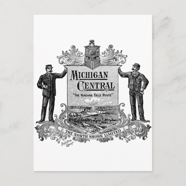 VINTAGE MICHIGAN CENTRAL RAILROAD LOGO POSTCARD (Front)