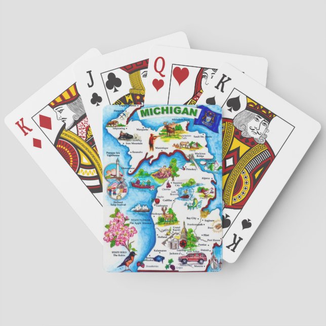 Vintage Michigan Map Playing Cards (Back)