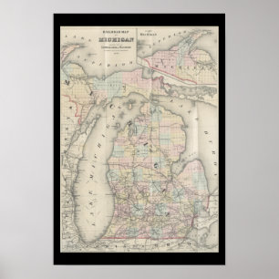 Vintage Michigan Map Poster