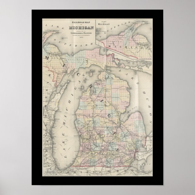 Vintage Michigan Map Poster (Front)