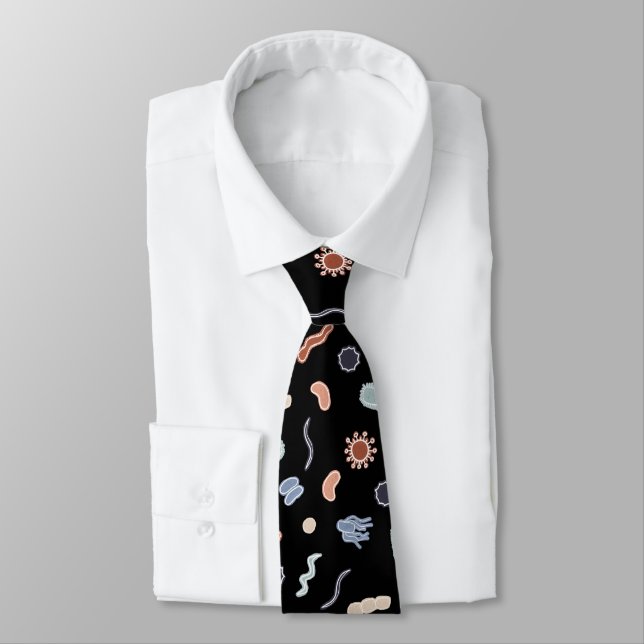Vintage Microbiology - Black Outlines on White Tie (Tied)