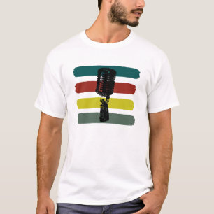 Vintage Microphone and Stripes Shirt