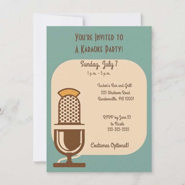 Vintage Microphone Custom Party Invitations (Front)