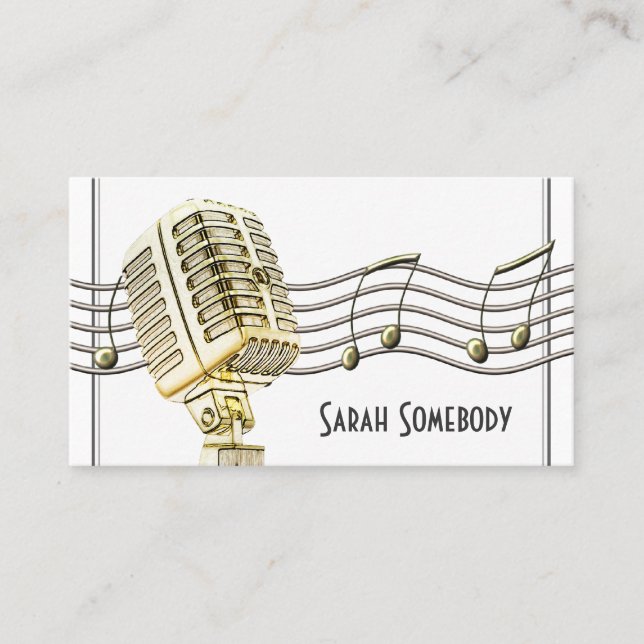 Vintage Microphone Design Business Card (Front)