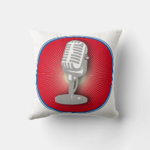 Vintage microphone emblem cushion