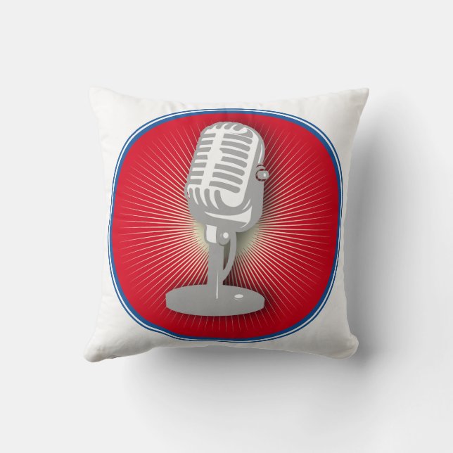 Vintage microphone emblem cushion (Back)