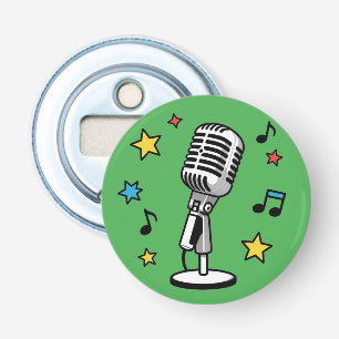 Vintage Microphone Music Notes Retro Singing Desig Bottle Opener