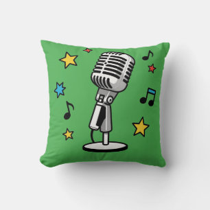 Vintage Microphone Music Notes Retro Singing Desig Cushion