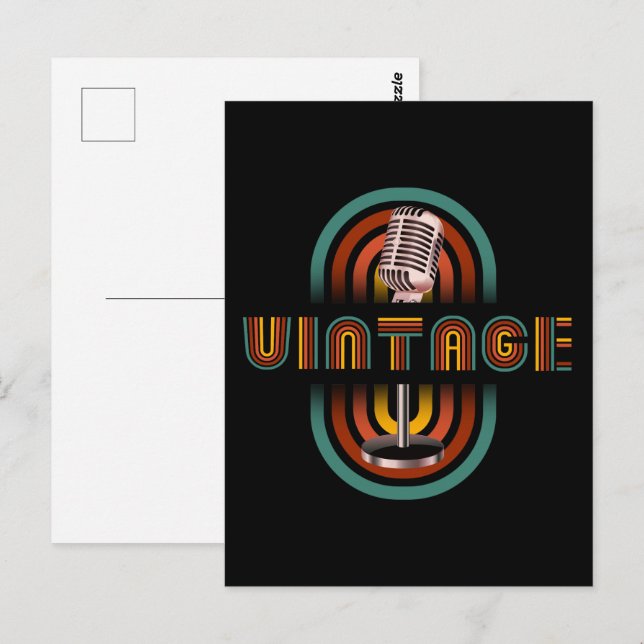 Vintage Microphone Music Singing  Postcard (Front/Back)