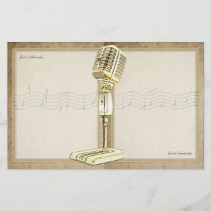 Vintage Microphone Notepaper Stationery