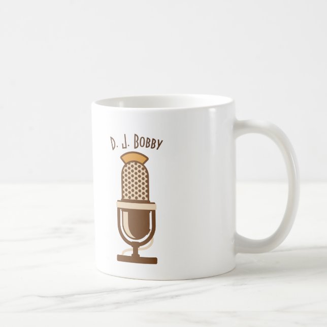 Vintage Microphone Personalised Coffee Mug (Right)