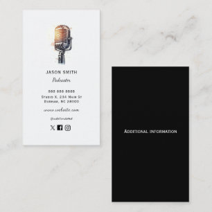 Vintage microphone Podcaster  Business Card