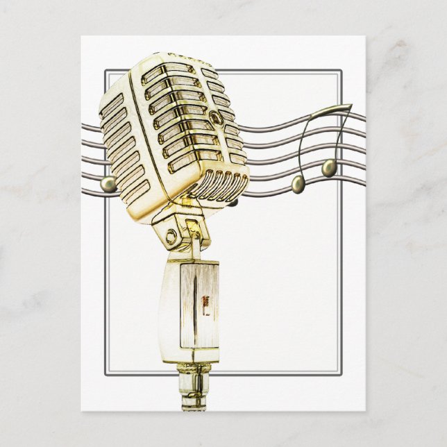 Vintage Microphone Postcard (Front)