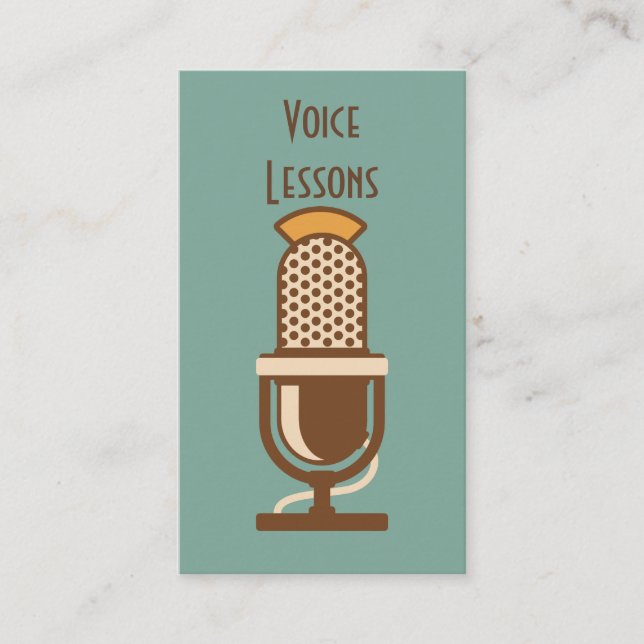 Vintage Microphone Retro Style Business Cards (Front)