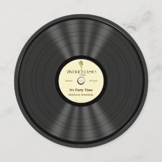 Vintage Microphone Vinyl Record Party Invitations